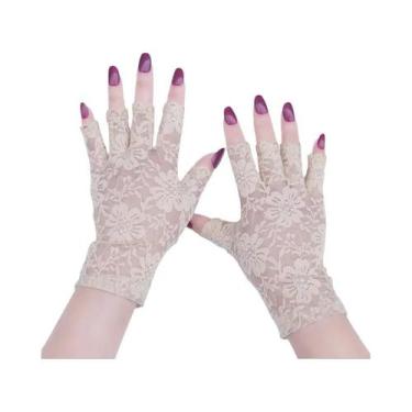 Imagem de Luvas Curtas De Renda Sem Dedos Para Mulheres, Proteção Solar, Decoraç