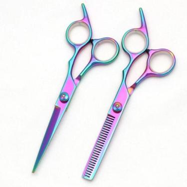Imagem de Conjunto De Tesouras De Cabeleireiro Roxas Em Aço Inoxidável Para Barb
