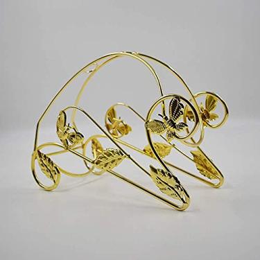 Imagem de Pkfinrd Suporte de garrafa de vinho para casa suporte de ferro artesanal decoração de armário de vinho (cor metálico)