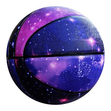 Imagem de MINDCOLLISION Bola de basquete Starry Sky, couro macio durável, adequada para crianças, adolescentes, iniciantes, tamanhos 7, roxo