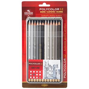 Imagem de KOH-I-NOOR Lápis de cor cinza policolor para artista (conjunto de 12)