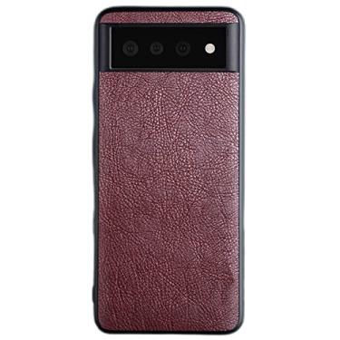 Imagem de Capa para Google Pixel 6/6 Pro, capa traseira protetora antiqueda de couro moderna e durável, capa fina à prova de choque, roxa, 6 Pro 17 cm