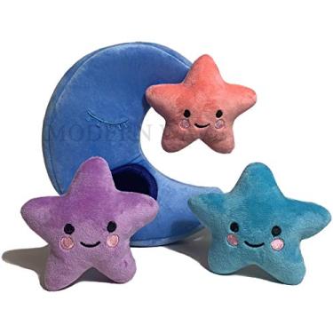 Imagem de MODERN WAVE - Brinquedo interativo de esconde-esconde de pelúcia tipo esquilo para cães, tamanho pequeno (lua e estrelas)