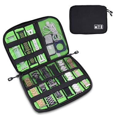 Imagem de Organizador de acessórios para smartwatch iiteeology, acessórios eletrônicos universais, bolsa de armazenamento para pulseiras de relógio, cabo, carregador, fone de ouvido, USB, cartões SD, Preto