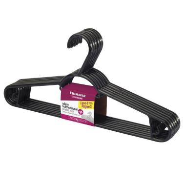 Imagem de Cabide Pendura Mais De Plástico 6 Peças 40Cm Preto Sanremo
