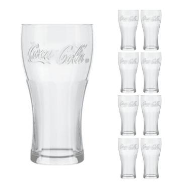 Imagem de 8 Copos de Vidro 470ml Contour Coca Cola Cristal Luxo Nadir