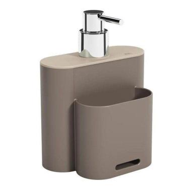 Imagem de Dispenser Detergente E Bucha 500Ml Flat Coza Cinza