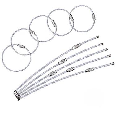 Imagem de Chaveiro de fio de aço inoxidável TSJ, chaveiro de cabo para etiquetas de bagagem, etiquetas de identidade, acessórios de caminhada - 5 peças/10 peças/20 peças, Prata, 20PC