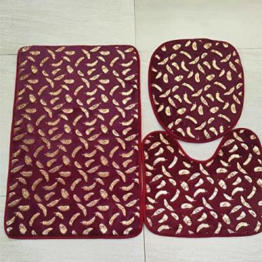 Imagem de Tapetes de banheiro para casa, sala de estar, conjunto de banheiro, tapetes antiderrapantes com impressão em ouro, tapete com estampa de quarto, tapete de banho, tapetes de banho, 3p2001vermelho