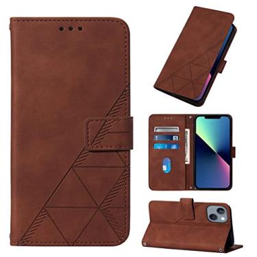 Imagem de Capa para iPhone 13 Mini/13/13 Pro/13 Pro Max, couro PU flip capa de telefone carteira com suporte para cartão capa de fechamento magnético suporte, marrom, 13 Pro 15,1 cm