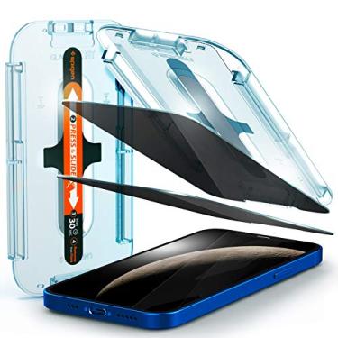 Imagem de Spigen Protetor de tela de vidro temperado [Glas.tR EZ Fit – Privacidade] projetado para iPhone 12/iPhone 12 Pro – Pacote com 2