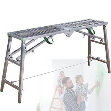 Imagem de Equipamento de andaime, escadas de andaime dobráveis ajustáveis portáteis, torre de andaime, andaime de plataforma de trabalho para lavagem de carro, pintura, aquário, galhos de corte, renovar (grade)