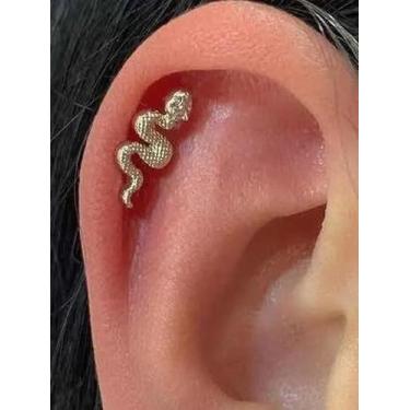 Imagem de Piercing Hélix Cobra Aço Cirúrgico Pvd Gold Cartilagem - Corban Pierci