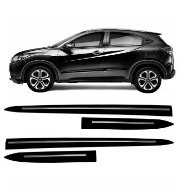 Imagem de Jogo Friso Lateral Honda HR-V 2016 2017 2018 2019 2020 2021 2022 Preto Cristal com Filete Cromado