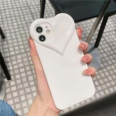 Imagem de Capa de telefone de coração doce bonito amor para iphone 11 12 pro xs max x xr se 7 8 plus brilhante capa traseira macia, branca, para iphone xr