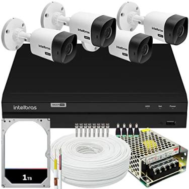 Imagem de Kit Cftv Monitoramento 4 Cameras Intelbras 1120 Mhdx 1208 1t