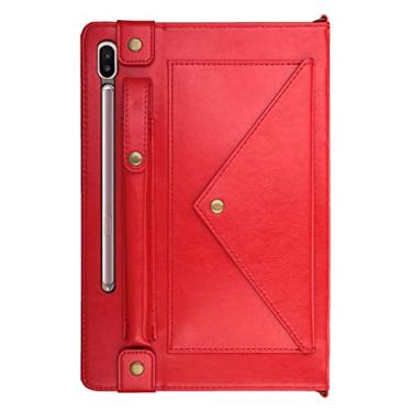 Imagem de ZiEuooo Capa protetora de couro de personalidade única com alça de carteira de cartão de mão para tablet Samsung Galaxy Tab S5e S6 Lite A7 S7 Plus S8 Utlra (vermelho, Tab S8 Utlra 14.6 X900 X906)