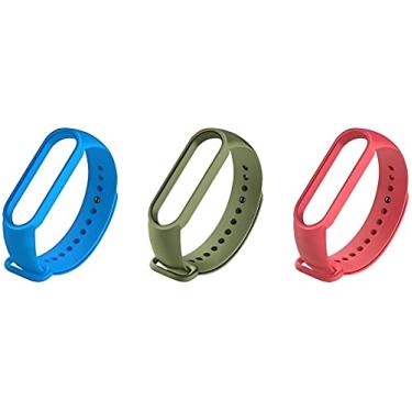 Imagem de Kit 3 Pulseiras para MI BAND 5/6 + Película - Nandos-Store (Kit 3 Azul/Verde militar/Vermelho)