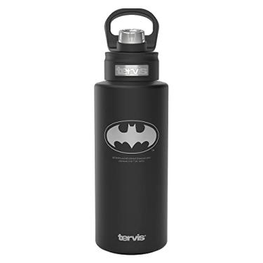 Imagem de Tervis Copo térmico DC Comics com logotipo do Batman gravado em ônix sombra tripla copo de viagem mantém bebidas frias, garrafa de boca larga de 946 ml, sombra ônix