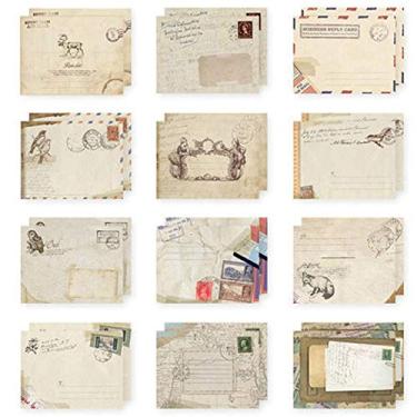 Imagem de EORTA 60 peças de mini envelopes de papel pequenos retrôs, envelopes vintage, estilo europeu, artigos de papelaria, ferramentas de saudação/convite para crianças, estudantes, arte, artesanato, 9,36 x 7,12 cm