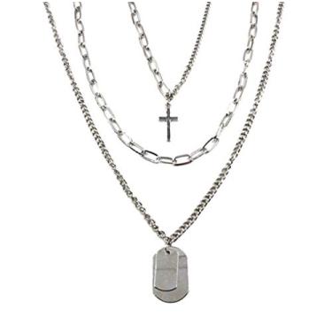 Imagem de Colar com pingente de corrente longa com várias camadas de gargantilha punk para mulheres homens