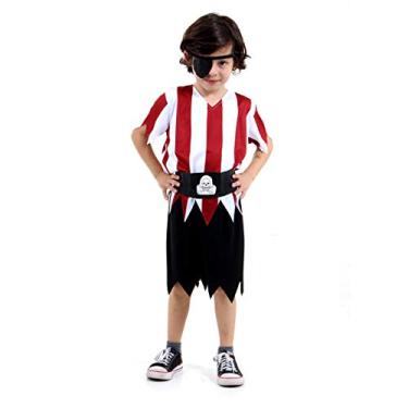 Imagem de Sulamericana Fantasias Pirata Infantil, P 3/4 Anos, Vermelho/Preto/Branco