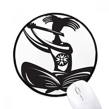 Imagem de Flauta Celebre Contorno México Mexicano Mouse Pad Desktop Escritório Tapete Redondo para Computador