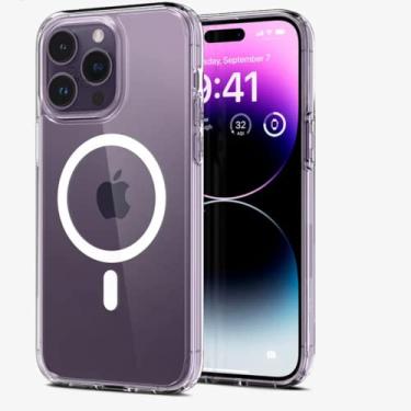 Imagem de Capa Capinha Clear Case Compatível Com Carregador Por indução Sem Fio para iPhone 14, 14 Plus, 14 Pro, 14 Pro Max - (Hard Glass Store) (iPhone 14 Pro (6.1))