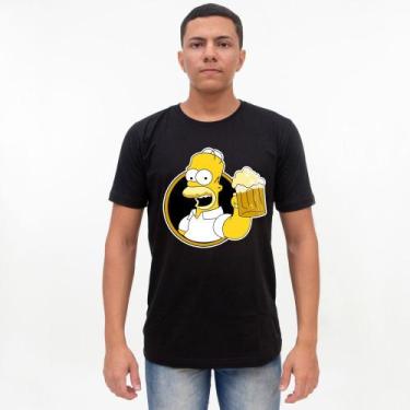 Imagem de Camiseta Básica 100% Algodão Estampada - Homer 1 - P M G Gg - D'lujo