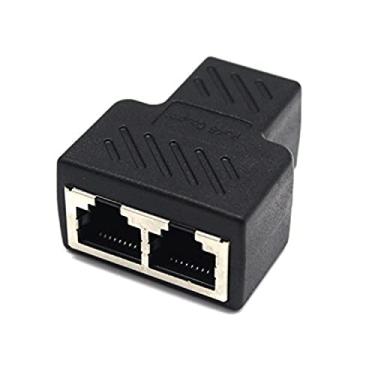 Imagem de Adaptador divisor Motong RJ45 1 para 2 portas fêmeas duplas CAT 5/CAT 6 LAN Ethernet tomada divisor adaptador