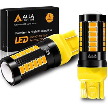 Imagem de Alla Lighting 2800lm 7440 7443 lâmpadas LED de sinal, amarelo âmbar T20 7440NA 7444NA 7442NAK WY21W 7443NA 992 lâmpadas piscantes substituição Xtreme Super Bright 12V 5730 33-SMD filamento duplo