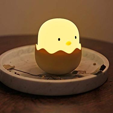 Imagem de VELIHOME Abajur de cabeceira infantil com design inteligente de casca de ovo de LED – Abajur noturno infantil de silicone macio, carregamento USB, presente decorativo para quarto,