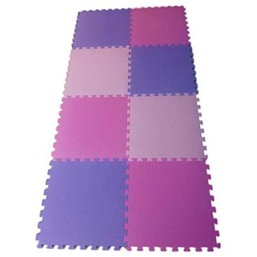 Imagem de Conjunto com 10 Tatames Tapetes EVA Infantil para Meninas 50x50cm com 1cm de Espessura