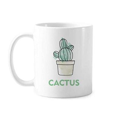 Imagem de Aquarela de cacto, suculentas em vaso, caneca de cerâmica e porcelana para café