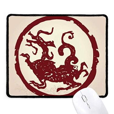 Imagem de Mousepad de dragão chinês com estampa de animal com borda costurada, tapete de borracha para jogos
