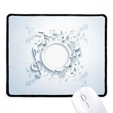 Imagem de Simple Rotatg Mouse pad com notas musicais branco borda costurada preta antiderrapante jogo