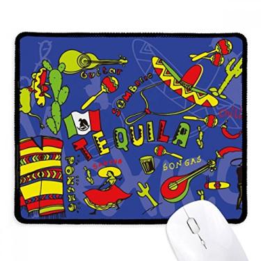Imagem de Mousepad Tequila Sombrero Guitar Chili Mexico Elment Tapete de borracha para jogos