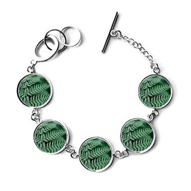 Imagem de DIYthinker Bracelete de corrente com imagem de planta de folha, fotografia natural