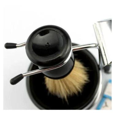 Imagem de Kit Barba Vintage Retrô Barbearia Navalha Pincel Banheiro Pr