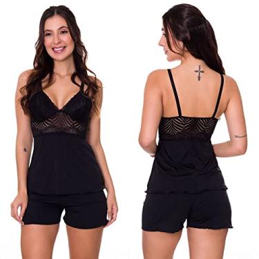 Imagem de Baby Doll Amamentação Gestante em Microfibra e Renda Pijama Maternidade Estilo Sedutor - DR203