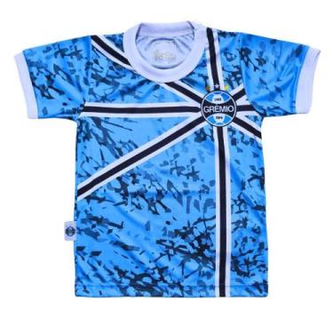 Imagem de Camiseta Infantil Grêmio Azul Faixas Oficial - Revedor
