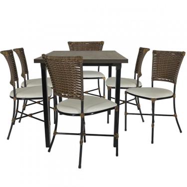 Imagem de Conjunto de Mesa e 6 Cadeiras Gramado para Área Externa e Interna