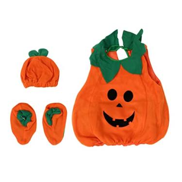 Imagem de 1 conjunto de terno de abóbora conjunto de terno de menino fantasias de menino recém-nascido roupas de chapéu de abóbora infantil ternos para crianças halloween bebê dorminhoco festa traje performance
