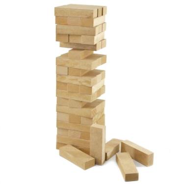 Imagem de Jogo Caiu Perdeu 54 Peças de Madeira Torre Maluca Equilibrio Diversão Garantida Premium FastJoy