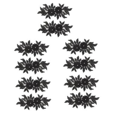 Imagem de VILLCASE 10 Pcs renda tridimensional ferro em remendos guarnição de renda preta casacos decoração costurando remendos remendo bordado DIY fragmento roupas adesivo flores Acessórios