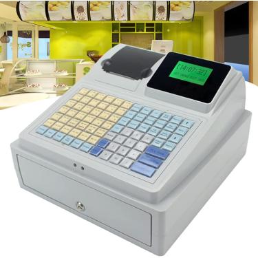 Imagem de Caixa registradora eletrônica com display LED digital voltado para o cliente, teclado elevado com 81 teclas, caixa registradora comercial LED digital de 8 para empresas/restaurante/loja