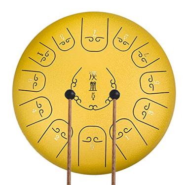 Imagem de Tambor de língua de aço 12 polegadas 13 notas tambor panela percussão instrumento de tambor de aço tambor handpan, tambor etéreo com bolsa de viagem, livro, marretas, palhetas de dedo (30 cm x 30 cm)