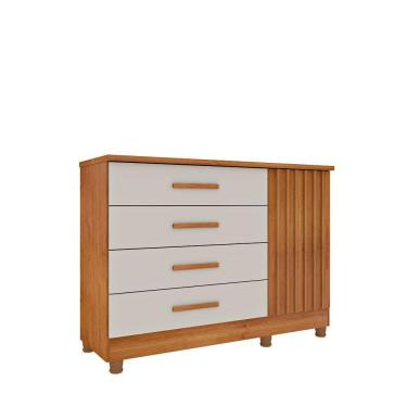 Imagem de Cômoda Ripada Barcelona Com Pés Com Sapateira 4 Gavetas Com 1 Porta Tcil Móveis