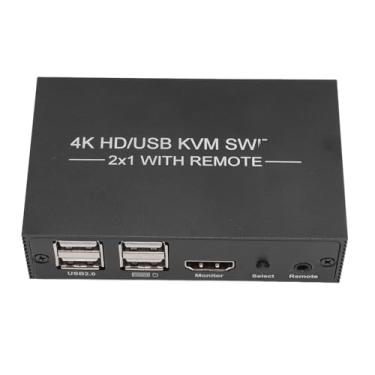 Imagem de Switch KVM USB 2.0 4 Portas para HDMI, Switch KVM 4K X 2K 1 Monitor 2 Computadores Com 4 Portas USB3.0, para Switches HDMI KVM para TV Box, PC, Laptop Com 2 Cabos USB