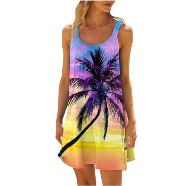 Imagem de Vestido feminino de verão, roupa de banho, vestido de natação para mulheres, gola canoa, férias na praia, férias havaianas, vestidos de verão midi, X-592 multicolorido, P